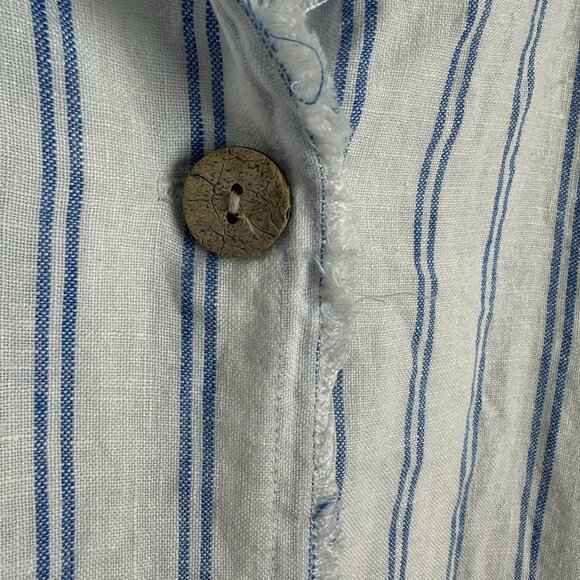 JNY Jones New York Blue Stripe Linen Button Lighweight Shacket XL‎ Coastal Euro - Picture 5 of 9
